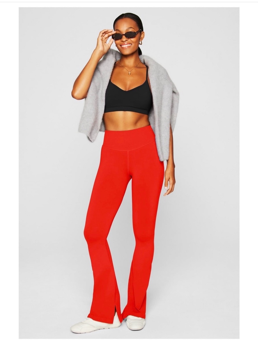 Fabletics Red Sleek Seamless High Waisted Flare Pants 31” Inseam
